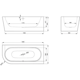 Bette Starlet V Silhouette Eckbadewanne 75 x 165 cm (6680-000CELVK+B601-901)