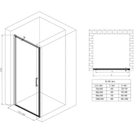 mai & mai Duschtür Nischentür Dusche Duschabtrennung Duschkabine 75cm Schwingtür 8mm ESG-Sicherheitsglas mit Nanobeschichtung Hebe-senk-mechanismus Klarglas Teramo36k