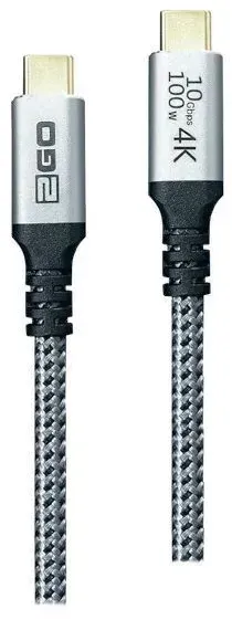 2GO 797513 USB Kabel USB 3.2 Gen 2 (3.1 Gen 2) 2 m USB C 10 Gbit/s 100 W Silber