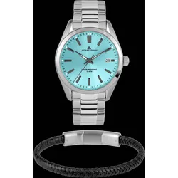 Quarzuhr JACQUES LEMANS "Derby, 1-2143G-SET", silber (silberfarben), Armbanduhren, Herren, Armbanduhr, Herrenuhr, Datum, Geschenkidee, Lederarmband