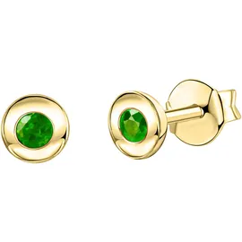 FIRETTI Paar Ohrstecker »Schmuck Geschenk, Ohrringe Solitär, Gold 375« mit Rubin, Saphir oder Smaragd 98254031-0 gelbgoldfarben-grün + grün,