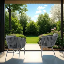 Tectake Valeiras Gartenstuhl 60 x 61 x 77 cm dunkelgrau 6 St.