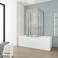 Schulte Duschabtrennung faltbar für Badewanne 70-80 cm, Kunstglas Softline hell, Profilfarbe: Alunatur