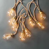 BUTLERS BULB Lights- LED-Lichterkette 10 Lichter mit Naturseil & USB-Batteriefach