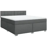 vidaXL Boxspringbett mit Matratze Dunkelgrau 180x200 cm Stoff