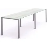 Mehrfacharbeitstisch Total BxTxH 320x80x73cm Gestell grau Platte Glas satiniert