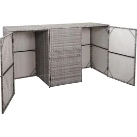 Mendler 3er-Mülltonnenverkleidung HWC-E25, Mülltonnenbox Mülltonnenabdeckung, Poly-Rattan 3x120l ~ grau