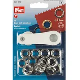 Prym Ösen und Scheiben 11,0 mm, 15 Stück., silberfarbig 11 mm