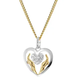 trendor 21092 Halskette mit Anhänger Dankbarkeit 925 Silber Bicolor, 45 cm