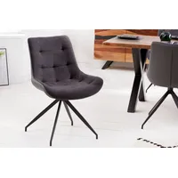 Design Stuhl DIVANI dunkelgrau Metallgestell schwarz im Retro Stil