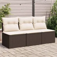 Festnight Gartensofa Rattan Sofa mit Stauraum 3 Sitzer Lounge Sofa Outdoor Rattansofa 3er Balkon Lounge Klein Balkonmöbel Couch Gartenlounge Gartenmöbel Polyrattan Braun