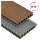 furnicato Terrassendielen WPC mit Zubehör Braun und Grau 10 m2 4 m, BxL: je 14x400 cm braun 14 cm x 400 cm