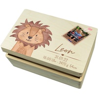 wunderwunsch - Personalisierte Erinnerungsbox Baby mit Foto - Individuelle Baby Erinnerungsbox - Niedliche Erinnerungskiste aus Holz - Tolles Geschenk zur Geburt