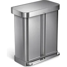 simplehuman Rechteckiger Treteimer 58 l Silber