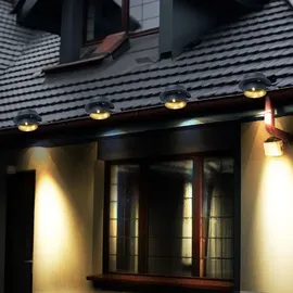 Expo Börse Dachrinnenleuchte Solarlampe Wandlampe Klemme Außenleuchte Zaunlampe, Metall Kunststoff, LED warmweiß, l 16 cm, 2er Set