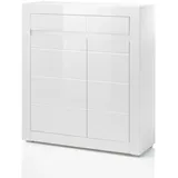 furn.design Kommode weiß Hochglanz grau Stone Design Wohnzimmerschrank Esszimmerschrank Anrichte 100 x 112 cm - Weiß, Grau