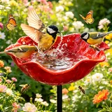 Vogeltränke Blume aus Metall,Handgefertigter Gartenstecker,Winterfeste Vogeltränke & Insektentränke,Bienentränke für Garten und Terrasse,Outdoor-Vogelfutterstation, Garten, Hof, Terrasse
