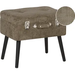 Hocker mit Stauraum Cord hellbraun Koffer-Design MALLARD