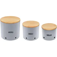 Magu Natur-Design Kartoffeltopf Zwiebeltopf Knoblauchtopf Grau aus einem Polymer aus natürlichen Materialien Vorratsbehälter