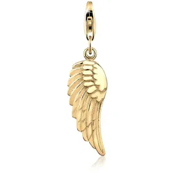 Charm-Einhänger NENALINA "Anhänger Flügel Engel Glücksbringer 925 Silber", gold, Charms, Damen, ohne Stein, Silber 925 (Sterlingsilber)