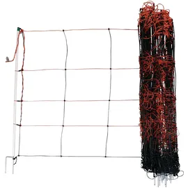 Kerbl Hobbyfarming TitanLight Net (Tiernetz, Länge 50 m, Höhe 90 cm, Farbe orange/schwarz, mit Doppelspitze, Anzahl Pfähle 14, Weidezubehör) 27352