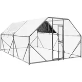 Wiltec XXL Freilaufgehege 6 x 3 x 2 m mit Sonnendach und verzinkten Gitterstäben, Außengehege als Voliere Hühnerstall oder Hasenstall, Kleintiergehege Gehege