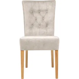 Home Affaire Queen 46x93x64 cm, 2 St., Samtvelours Samtoptik, Massivholz, weiß (milky, Polsterstühle (36046818-0)