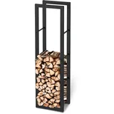 holz4home® Kaminholzregal aus Metall Schwarz inkl. Ofenhandschuh 45x30x170cm