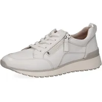 CAPRICE Damen Sneaker flach aus Leder mit Reißverschluss, Weiß (White Nappa), 41