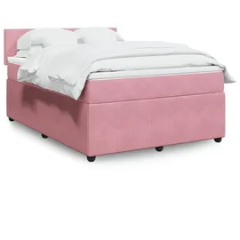 vidaXL Boxspringbett mit Matratze Rosa 140x200 cm Samt