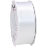 PRÄSENT Pattberg Satin Weiss, Satinband zum Einpacken von Geschenken, 40 mm Breite, Geschenkband zum Dekorieren & Basteln, Dekoband, Anlass