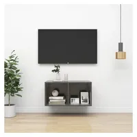 Furnicato TV-Wandschrank Hochglanz-Grau 37x37x72 cm Holzwerkstoff
