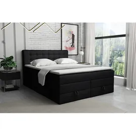 Deine Möbel 24 Boxspringbett, Schwarz, Holz, Holzwerkstoff, Textil, H3 + H4, 160x200 cm, Schlafzimmer, Betten, Boxspringbetten