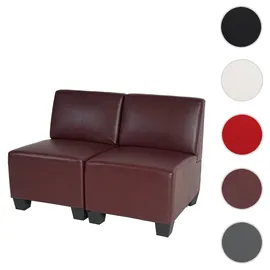 Mendler Modular 2-Sitzer Sofa Couch Lyon, Kunstleder ~ rot-braun, ohne Armlehnen