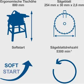 SCHEPPACH Tischkreissäge HS254 2200 W