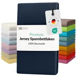 Carpe Sonno Spannbettlaken Jersey Bettlaken 90x200 100x200 140x200 160x200 180x200 200x200 & x220, Jersey, Gummizug: rundum, (1 Stück), Für Matratzen bis 25cm Höhe - 100% Baumwolle - MADE IN EU - OEKO-TEX® blau 180-200 cm x 200 cm
