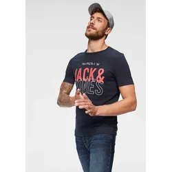 T-Shirt »JCOKOMPO Kurzarm-Design mit Print und optimaler Passform«, Print, modisch, regular fit, Baumwolle, Rundhals, Gr. XXL, marine, , 481745-XXL