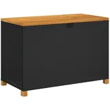 vidaXL Gartentruhe Schwarz 110x55x63 cm Poly Rattan Akazienholz