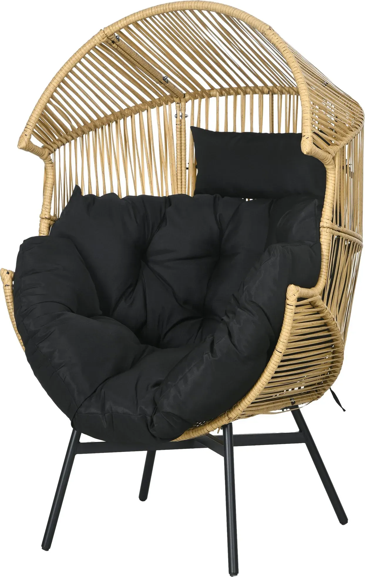 Outsunny Rattan Gartensessel Korbsessel mit dickem Sitzkissen Eiform 120 kg belastbar für Terrasse Garten Sand   Aosom.de