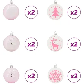 vidaXL Weihnachtskugel-Set 40 pcs Weiß und Rosa Kunststoff