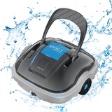 WYBOT Poolroboter Akku für 100 Minuten Betriebsdauer, Auto-Parken, Starke Saugkraft, Vollautomatisch Poolsauger für Aufstell-/Einbauschwimmbecken bis 80m2 Pools (Hellgrau)