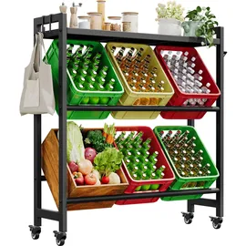 YITAHOME Getränkekistenregal 6 Kisten 40 x 30 x 100 cm Schwarz/Türkis