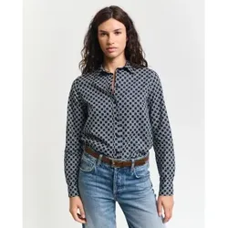 Gant für Damen. 4300435 Regular Fit Chiffonhemd aus Baumwolle mit geometrischem Druck in Marineblau (34), Lässig, Langarm