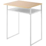 Yamazaki Beistelltisch, weiß, Metall, Echtholz, 53x66x45 cm Wohnzimmer, Wohnzimmertische, Beistelltische