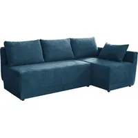 MIRJAN24 Ecksofa Nestor Cord, L-From Polsterecke mit Schlaffunktion und Bettkasten, Wohnzimmer (Farbe: Poso 05, Seite: Rechts) - Blau