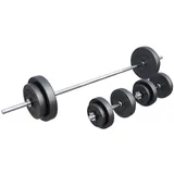 GORILLA SPORTS Hantel-Set 170cm Langhantelstange, 2x Kurzhantelstangen, mit 6 Sternverschlüssen