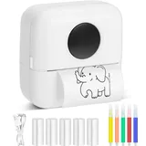 Otyzery Mini Drucker, Tragbarer Smartphone Fotodrucker, Inkless Thermodrucker mit 5 Rollen Druckerpapie und 5 Buntstifte, Wireless Bluetooth Taschendrucker für Fotos, Journal, Notizen, Lernnotizen