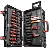 Gedore GEDOREred Werkzeugtrolley Meister XXL, 124-teiliges Werkzeugsortiment in sehr robustem Kunststoffkoffer inkl. Gasdruckfedern, R21902124