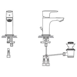 Ideal Standard Connect Air Waschtischarmatur Piccolo, A7014GN m.Ablgarn., Ausld.90mm, Blizzard silver