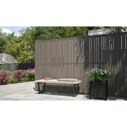 Zaun Tangent - Holzzaun in der Farbe Umbragrau - Zaunelement in der Größe 180 x 180 cm aus Kiefern-/Fichtenholz - Sichtschutz für Garten & Terrasse